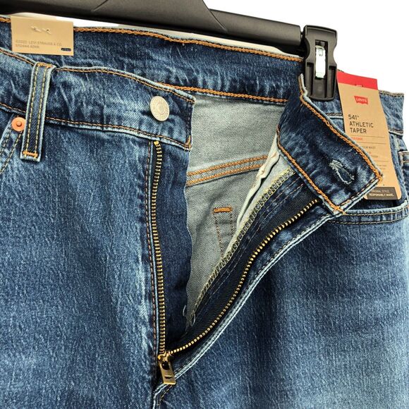 NEW Levi's 541 Athletic Fit Taper Stretch Jeans Blue Denim Mens 36x34 - Picture 3 of 10